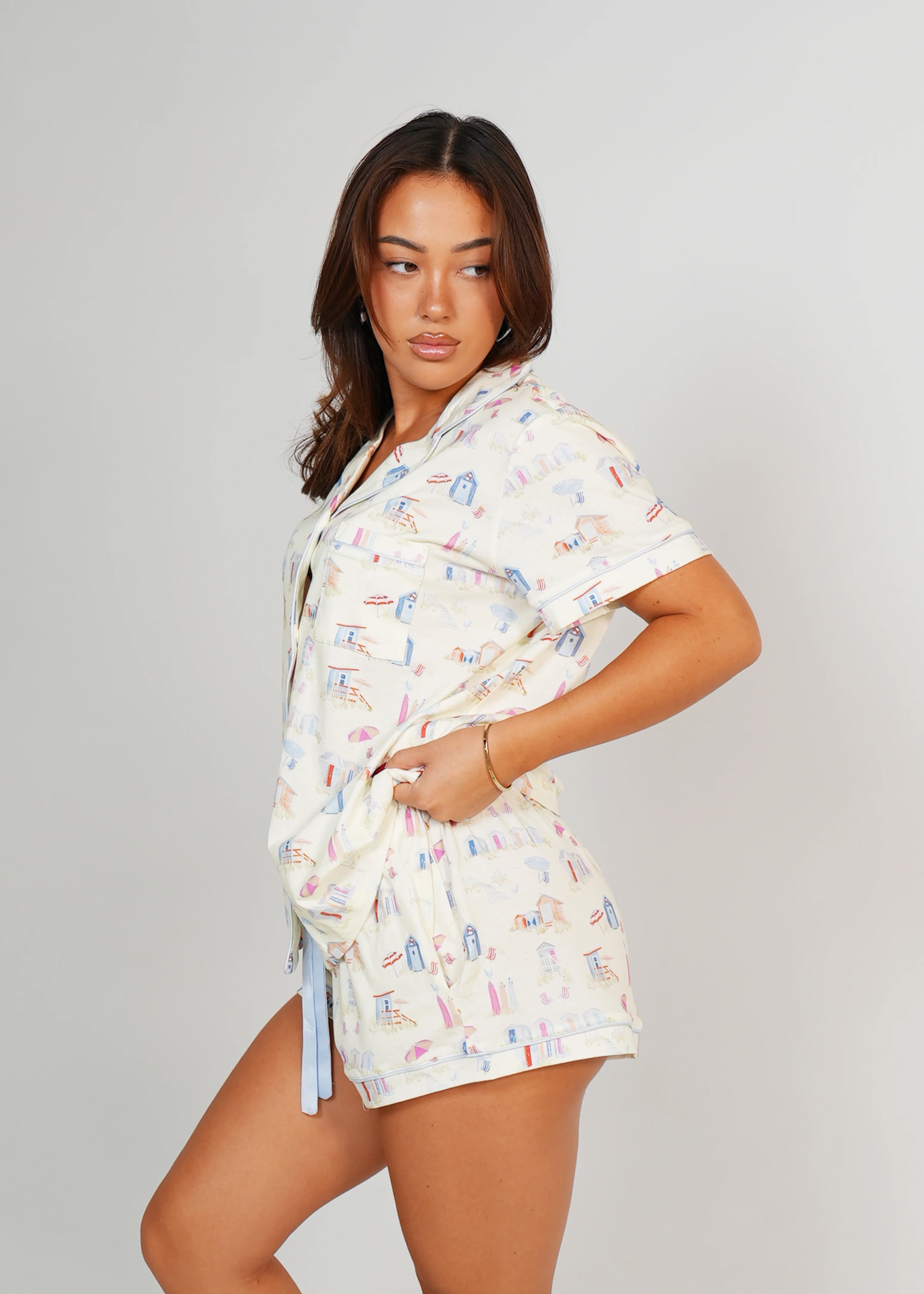 Beach Huts Jersey Knit Cotton Short PJ Set - Image 9