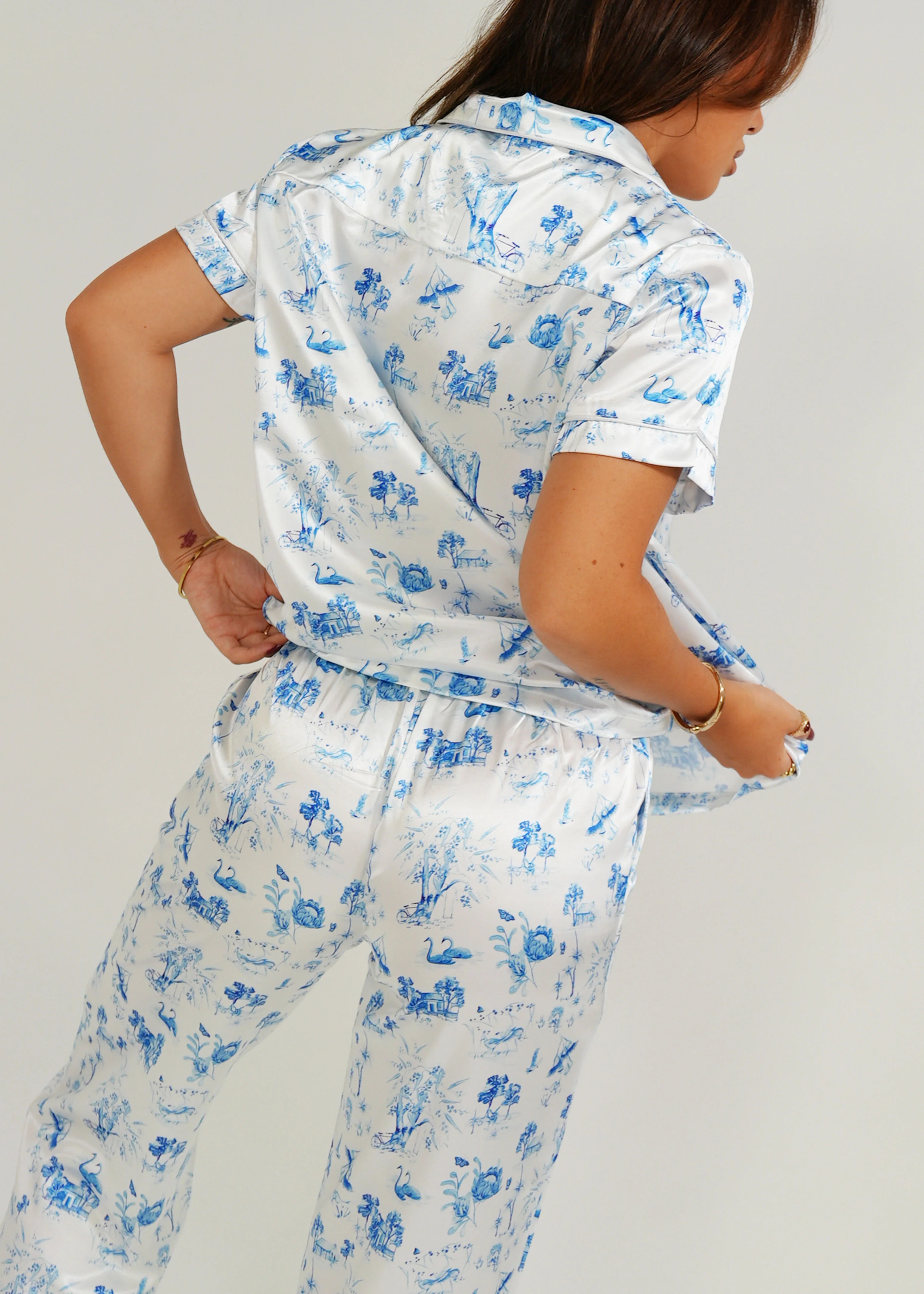 Coming Home Satin Short Top/ Long Pants Pyjama Set - Image 4