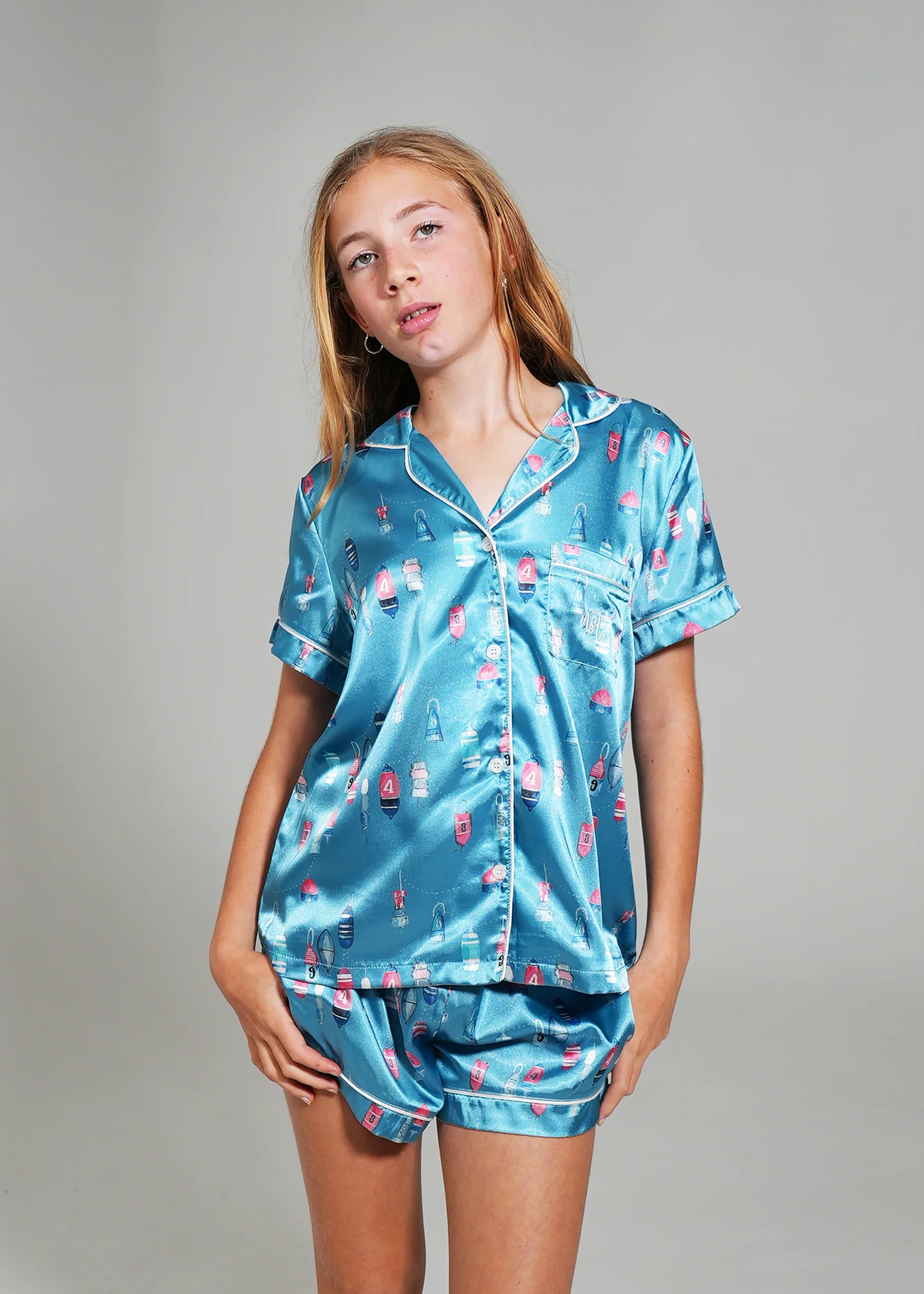 Girls - Buoy Oh Buoy Short Satin PJ Set - Image 3