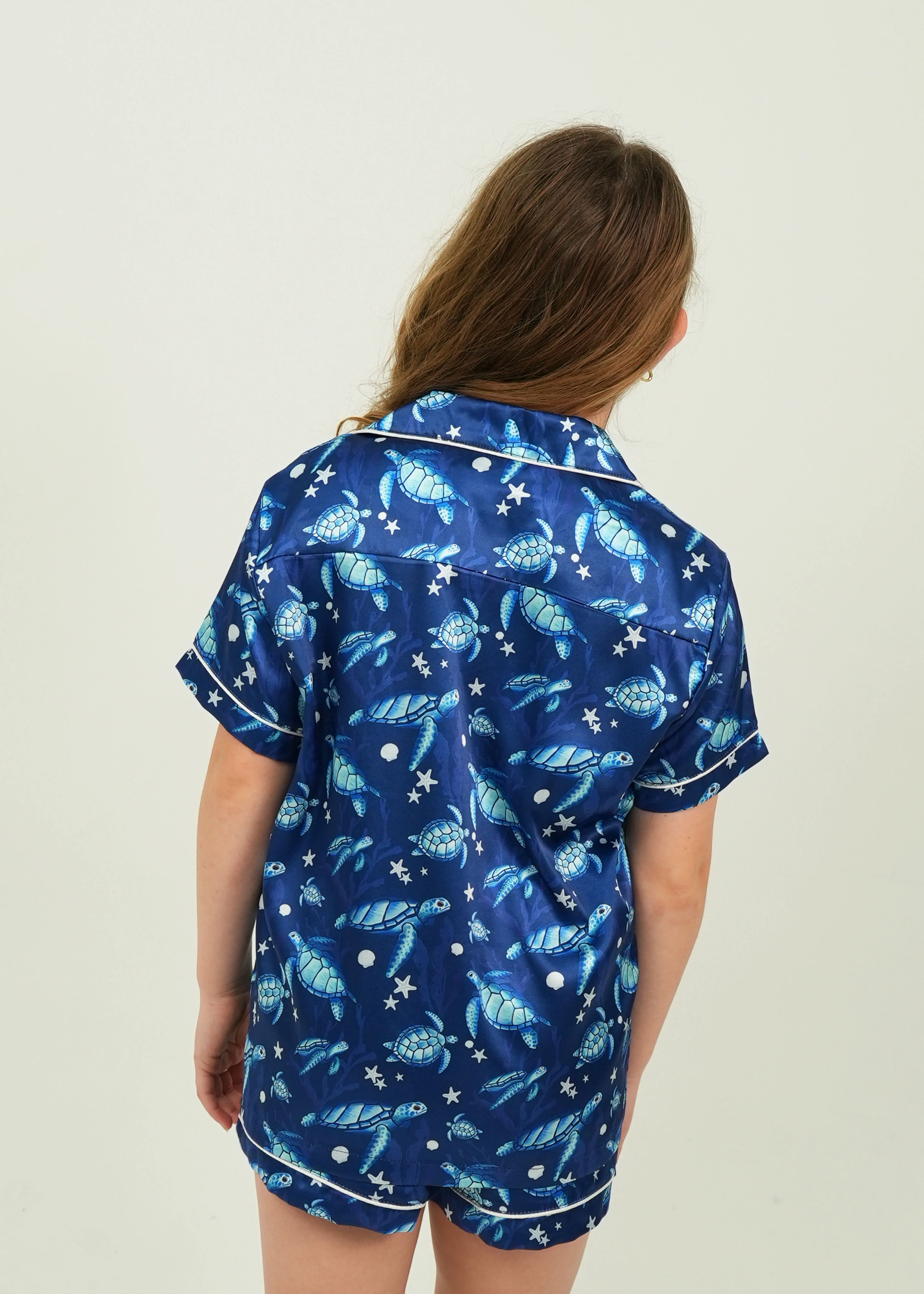 Girls Find the Current Navy Satin Short Pyjama Set - Image 3