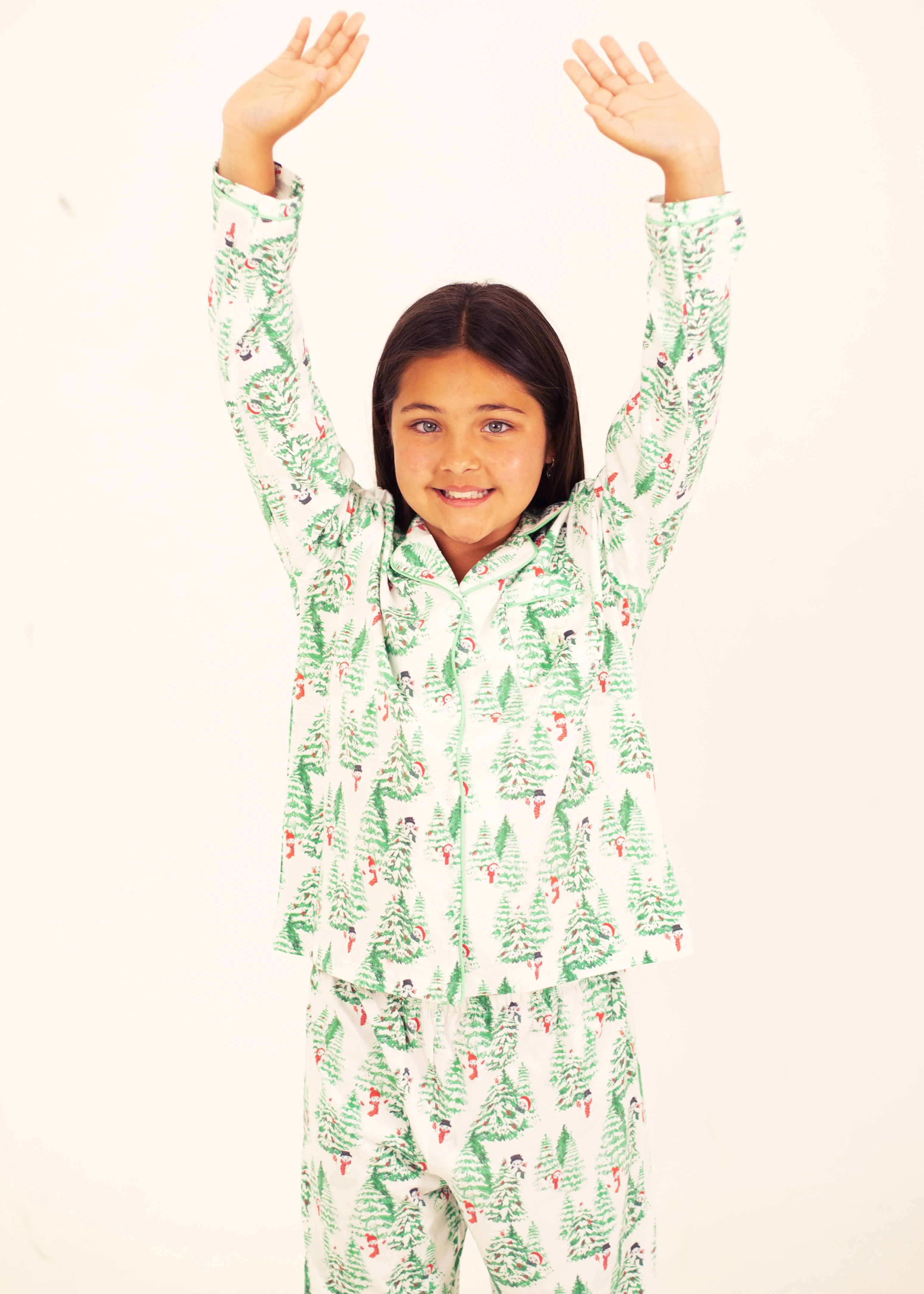 Girls - Frosty Forest Jersey Knit Cotton Long PJ Set - Image 3