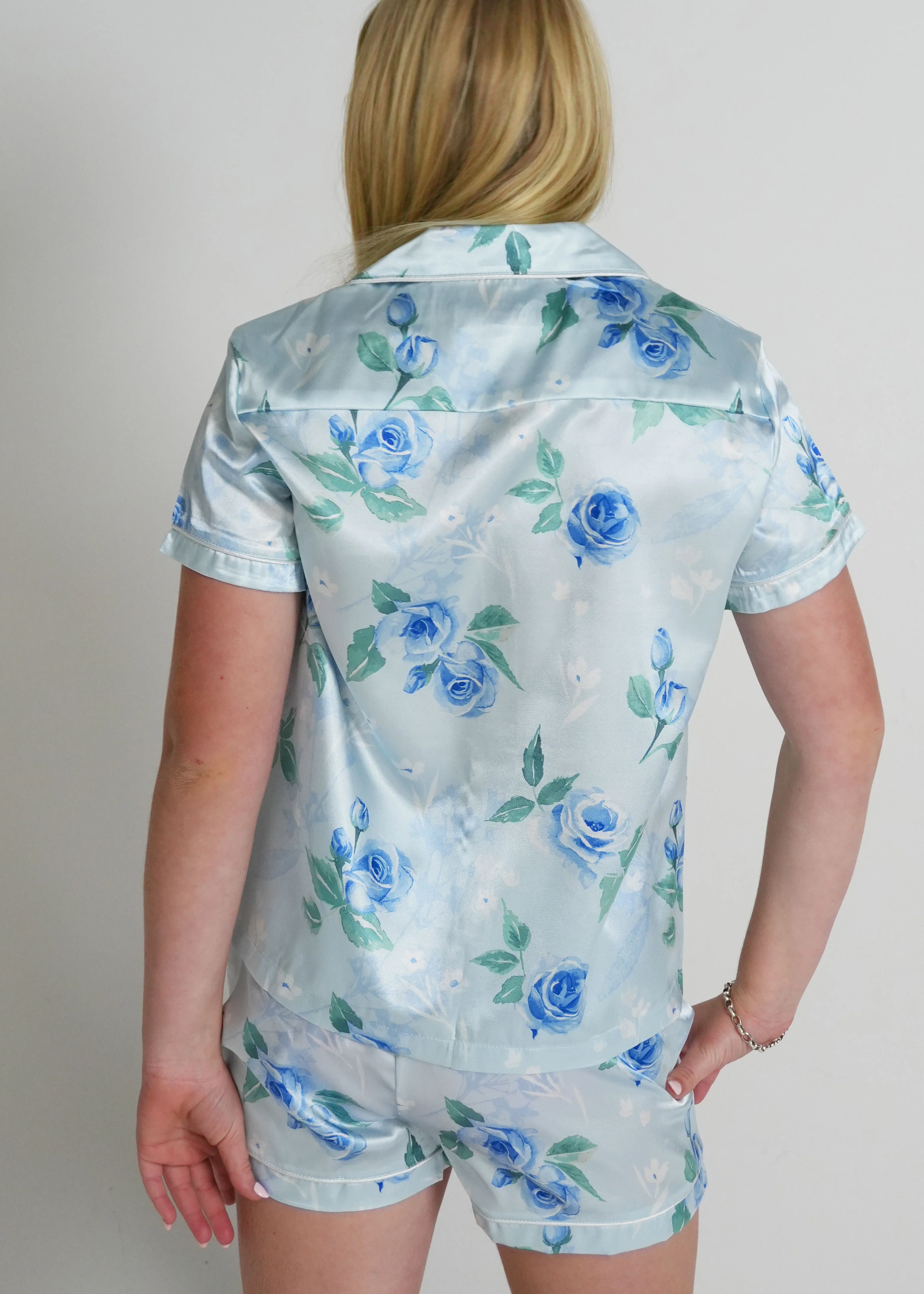 Girls - Royal Rose Satin Short PJ Set - Image 3