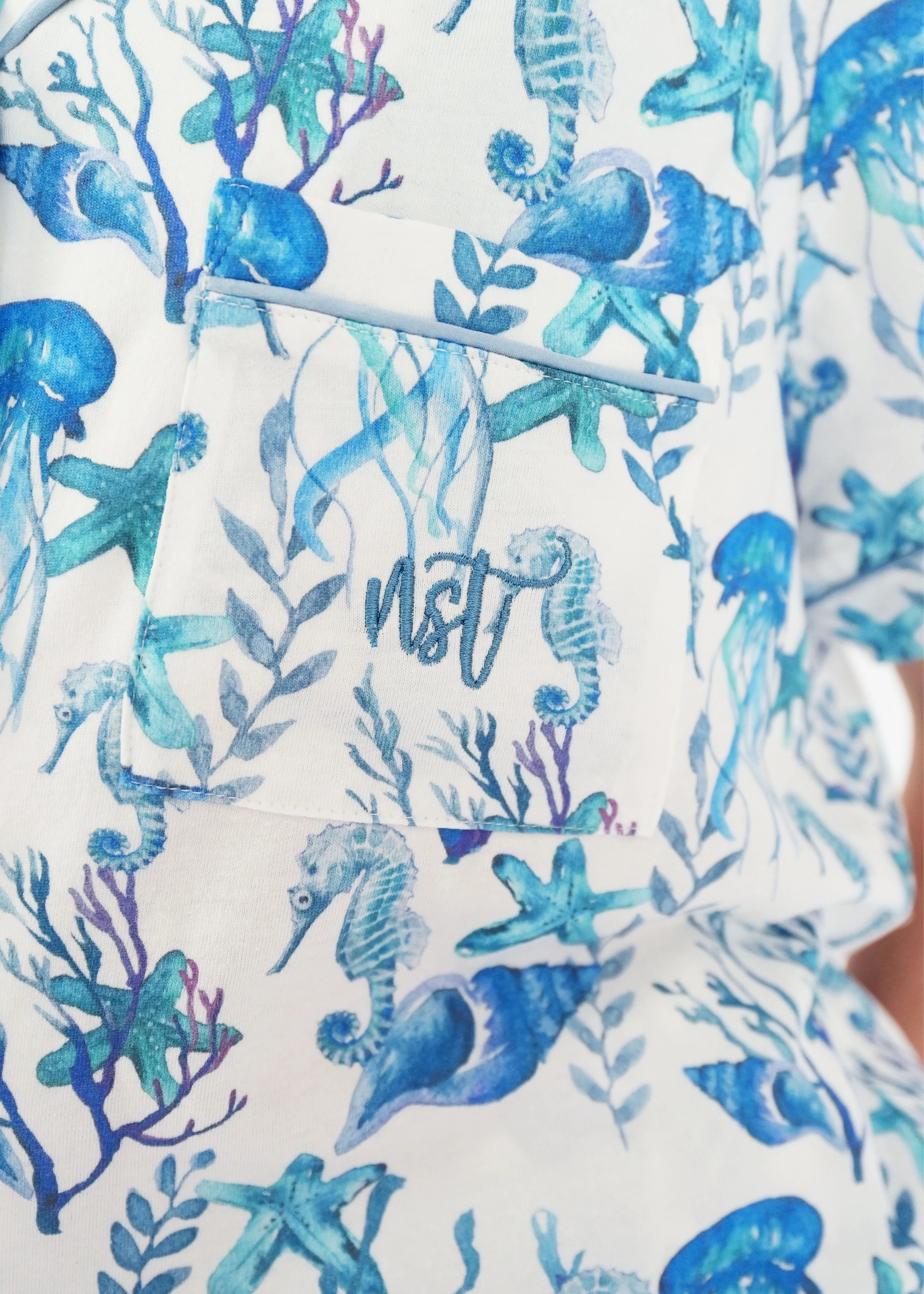Girls - Sea Life Jersey Knit Cotton Short PJ Set - Image 3