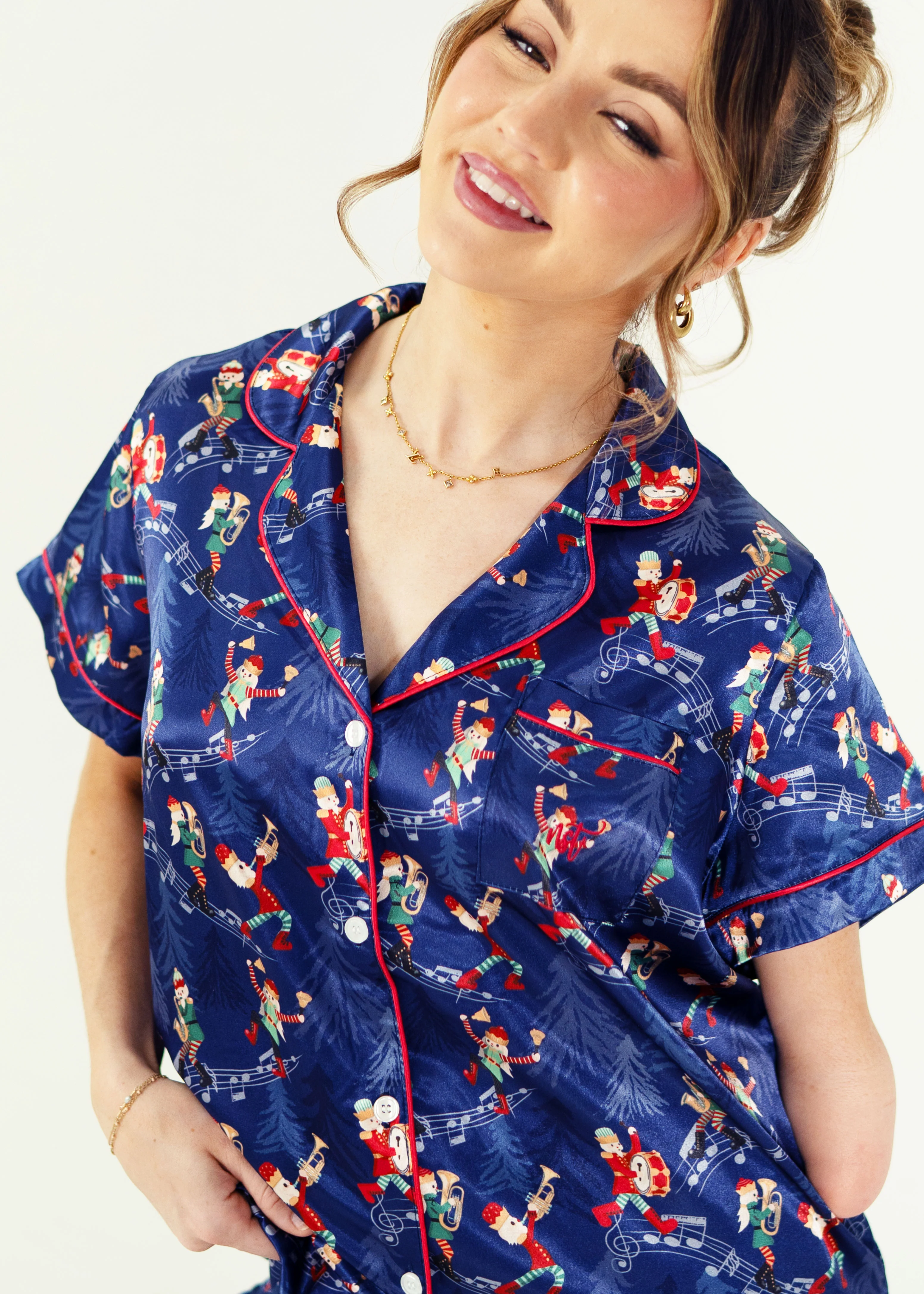 Santa's Workshop Satin Short Top/ Long Pants Pyjama Set - Image 7