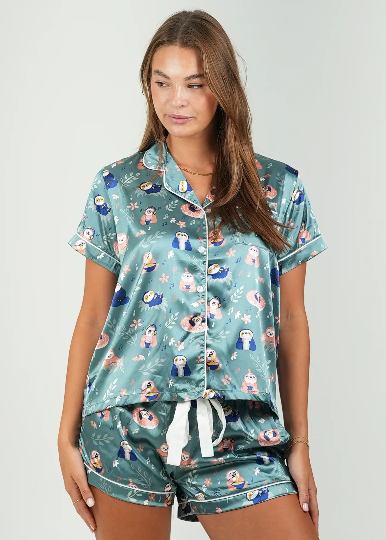 Slothee Short Satin Pyjama Set - Image 4