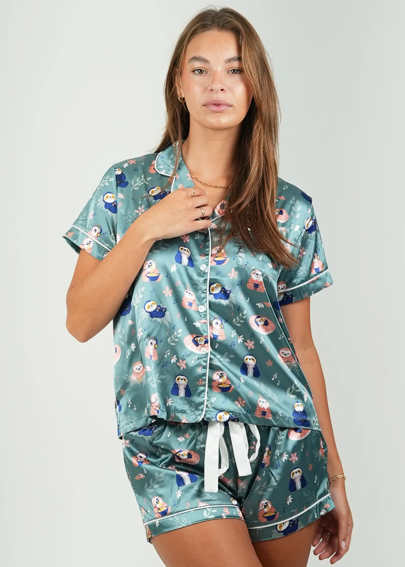 Slothee Short Satin Pyjama Set - Image 5