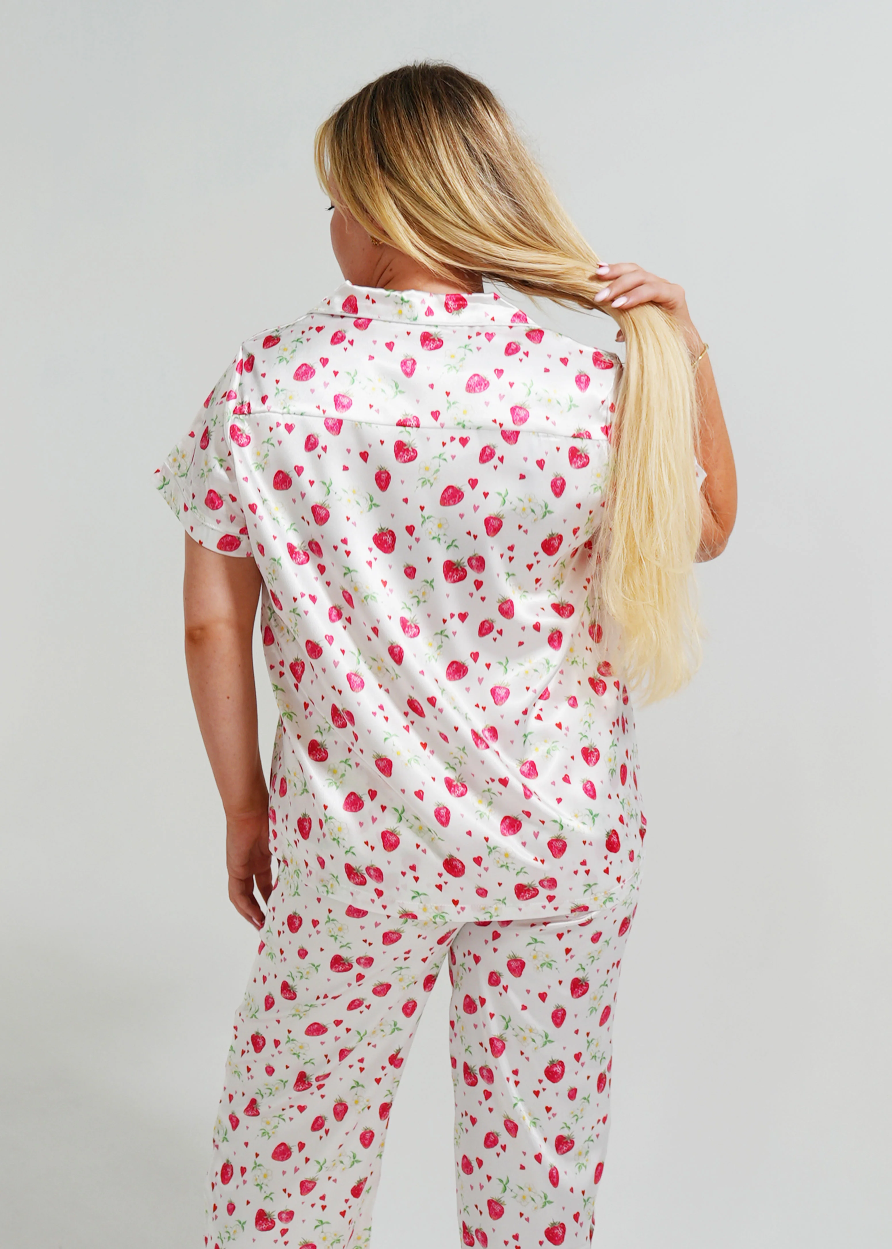 Strawberries Satin Short Top/ Long Pants Pyjama Set - Image 6
