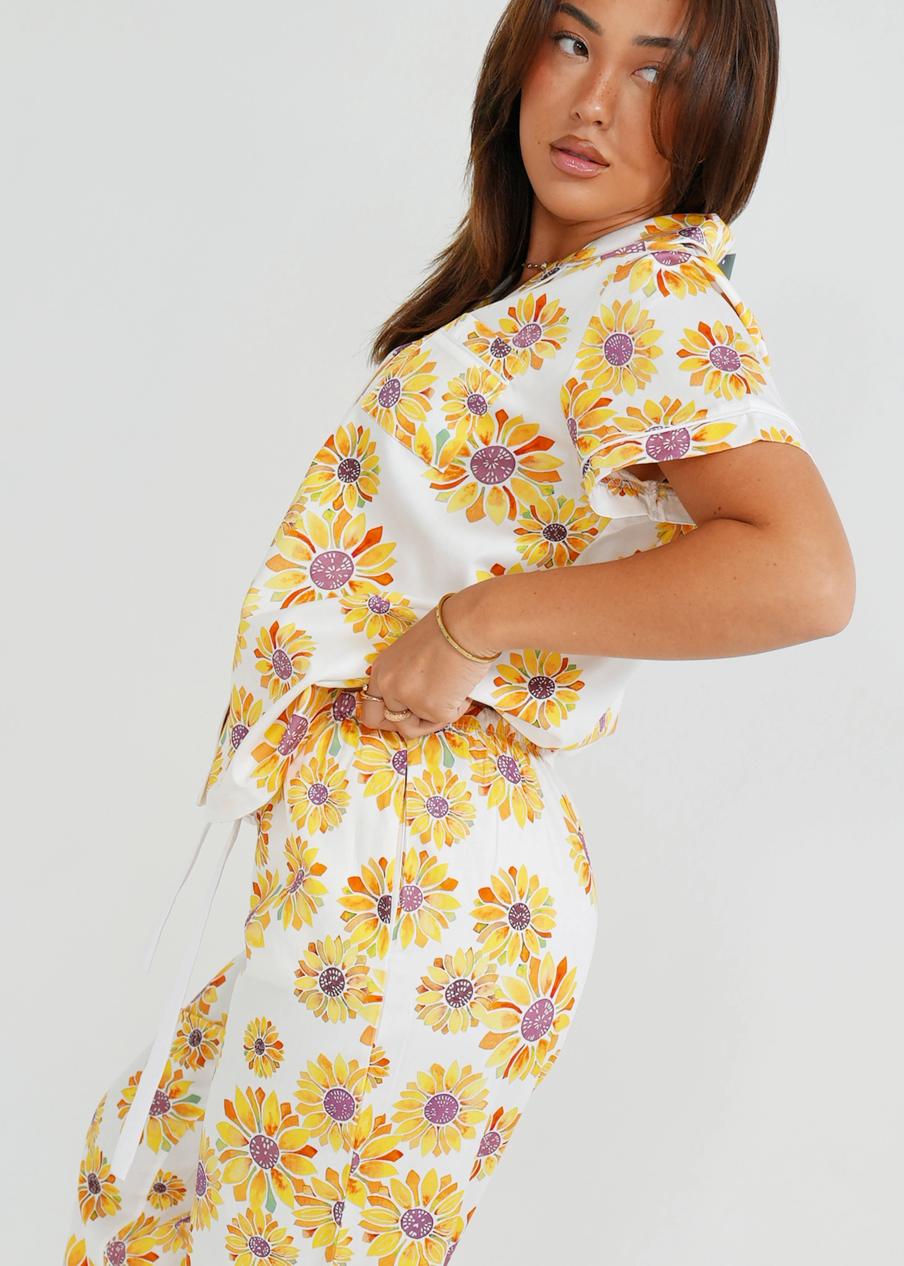 Sunflower Cotton Short Top/Long Pants PJ Set - Image 3