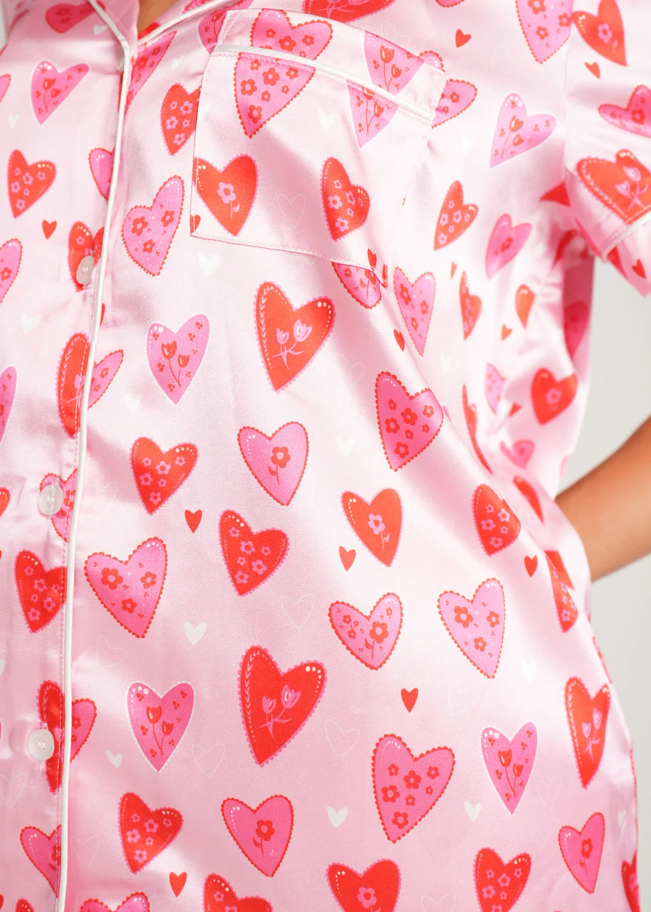 Candy Hearts Short Satin PJ Set - Image 3