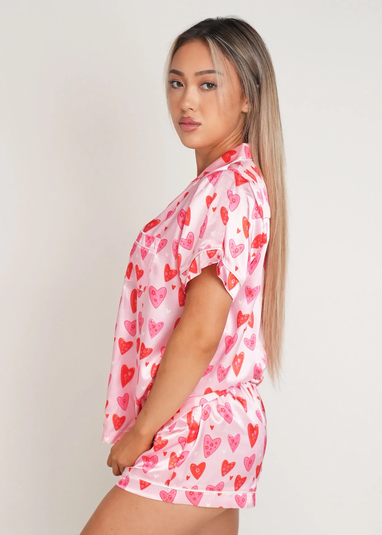Candy Hearts Short Satin PJ Set - Image 5