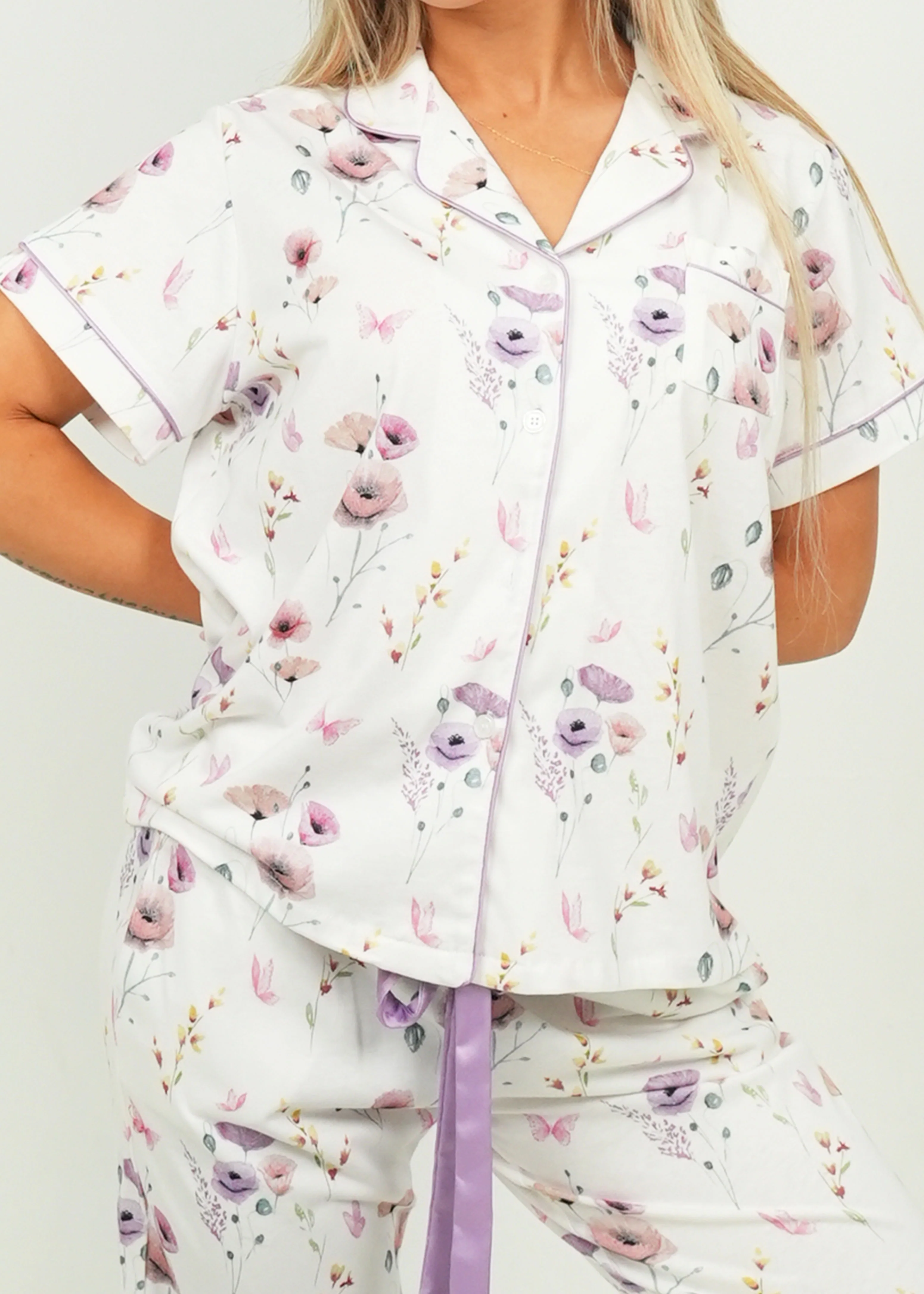 Edge of the Meadow - Jersey Knit Cotton - Short Top/Long Pants PJ Set - Image 3