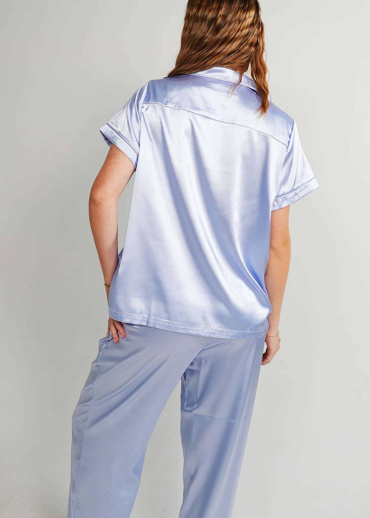 Women's Periwinkle Satin Long PJ Set - Image 3
